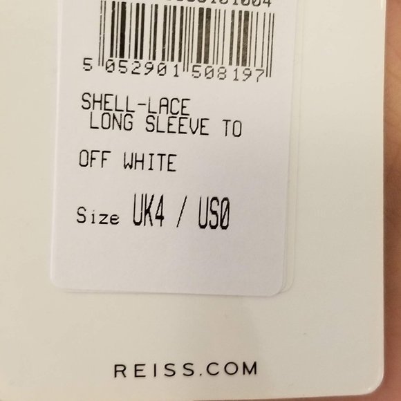 NWT Reiss Shell Lace Long Sleeve Top Off White 0 4 - Picture 9 of 9